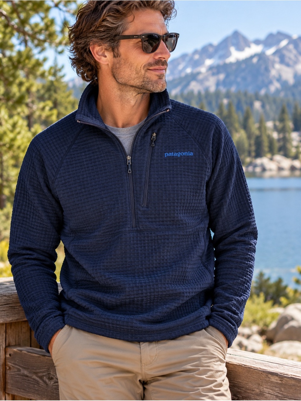 Patagonia R1 Polartec Power Dry Grid Fleece Pullover Men’s M Navy